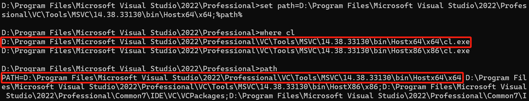 update x86 cl.exe to x64 cl.exe